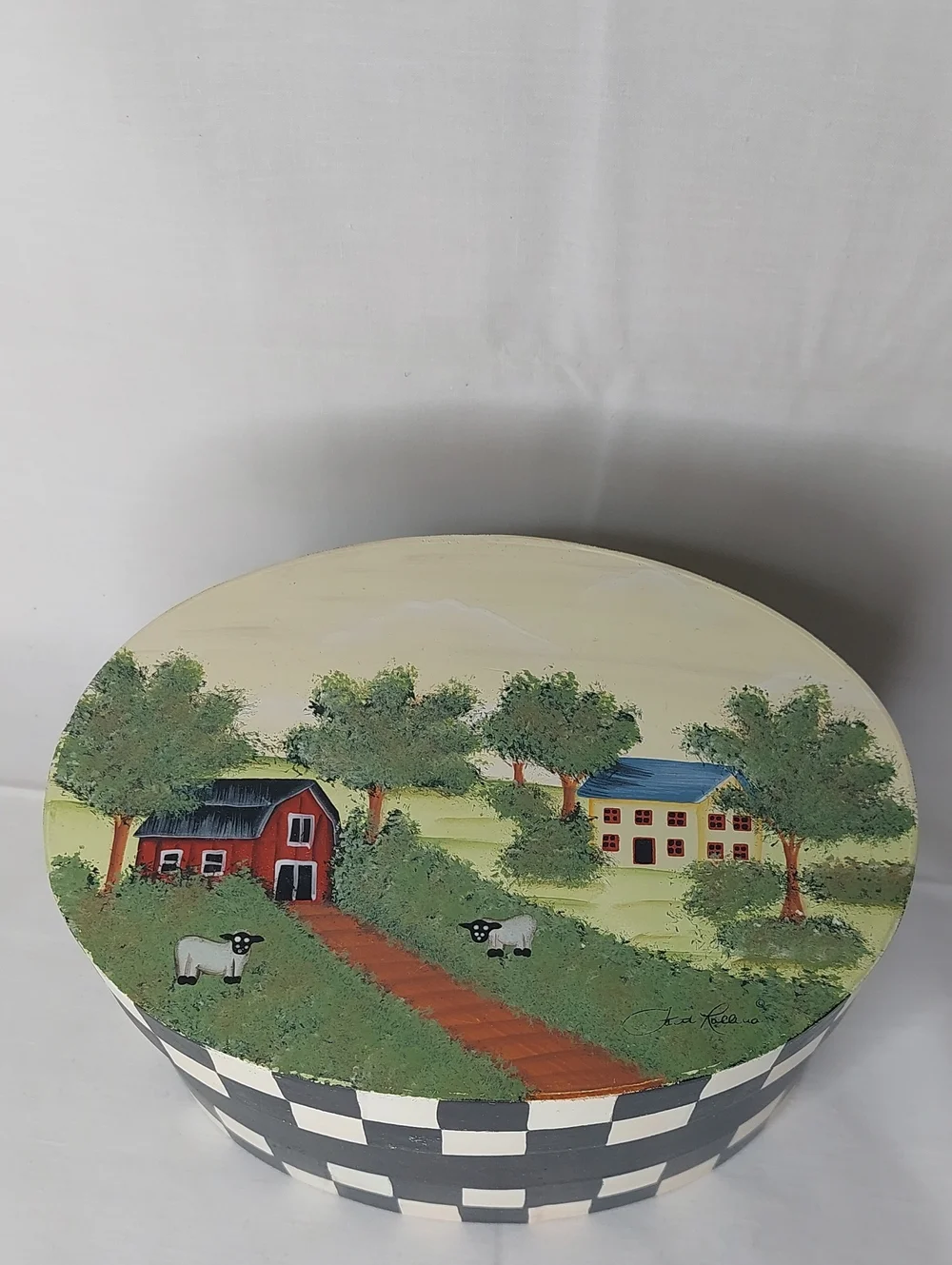 Decorative Black & White Check Farmhouse Storage Hat Boxes - Set of 3